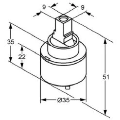 Kludi Steuereinheit 35 Mm -Badarmaturen Verkauf 01120 4628 masszeichnung 3