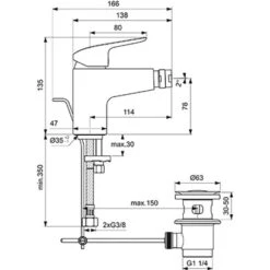 Ideal Standard Bidetarmatur Ceraflex Chrom -Badarmaturen Verkauf 188358 3049 11