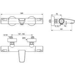 Ideal Standard Badethermostat Ceratherm T50 Aufputz Chrom -Badarmaturen Verkauf 189337 3049 14