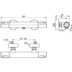Ideal Standard Brausethermostat Ceratherm T50 Aufputz Chrom -Badarmaturen Verkauf 189350 3049 7