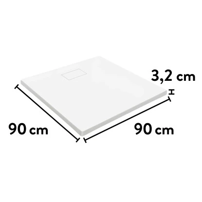 Baliv Duschwanne DW-90.100E SMC Kunststoff In Steinoptik 90 Cm X 90 Cm Weiß 8 Baliv Duschwanne DW-90.100E SMC Kunststoff In Steinoptik 90 Cm X 90 Cm Weiß – Bild 6