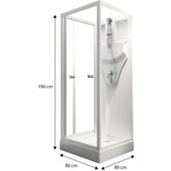 Schulte Komplettduschkabine Juist Mit Schiebetür Weiß 190x80x80 Cm -Badarmaturen Verkauf 32020 2053 4060991009730 1 2