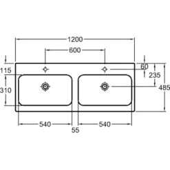 Geberit Doppelwaschbecken ICon 120 Cm Weiß 9 Geberit Doppelwaschbecken ICon 120 Cm Weiß -Badarmaturen Verkauf 3445 print masszeichnung 5