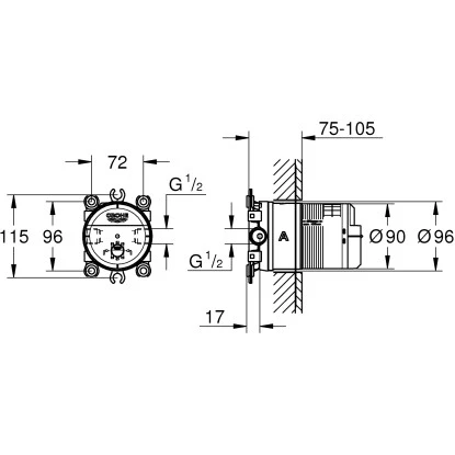 Grohe Rainshower Universal Unterputz-Einbaukörper, 1/2" 4 Grohe Rainshower Universal Unterputz-Einbaukörper, 1/2" – Bild 2