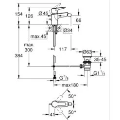 Grohe QuickFix Einhand-Waschtischbatterie Start Alira M-Size Chrom -Badarmaturen Verkauf 4005176768774 4520 VM 01
