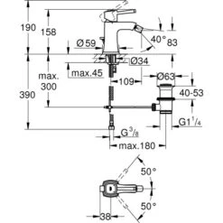 Grohe Einhand-Bidet Batterie Grandera 12,5 Mm (1/2") -Badarmaturen Verkauf 4005176930652 4520 3
