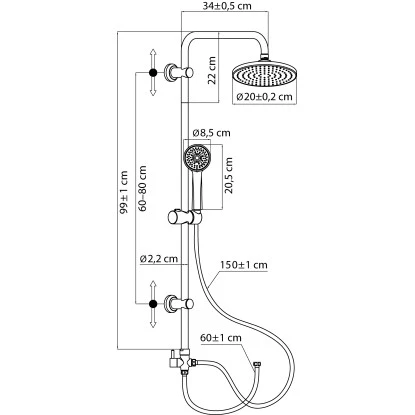 AquaSu Duschsystem Sato Mit 3 Strahlarten Rund Chrom-grau 4 AquaSu Duschsystem Sato Mit 3 Strahlarten Rund Chrom-grau – Bild 2