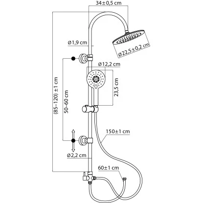 AquaSu Duschsystem Pitus Mit 4 Strahlarten Rund Chrom 4 AquaSu Duschsystem Pitus Mit 4 Strahlarten Rund Chrom – Bild 2