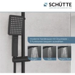 Schütte Duschsystem Mallorca Mit Kopf-und Handbrause Ohne Armatur Schwarz Matt -Badarmaturen Verkauf 4008431606668 2759 14