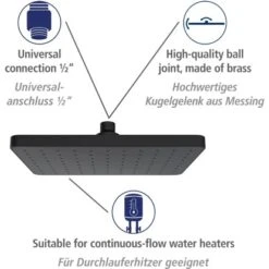 Wenko Kopfbrause ABS Kunststoff 17 X 25 Cm Schwarz -Badarmaturen Verkauf 4008838355442 1068 AI 01