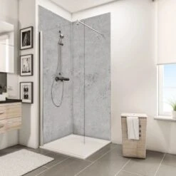 Schulte ExpressPlus DecoDesign Duschrückwand Dekor Stein Grau Hell 210x100cm -Badarmaturen Verkauf 4060991067808 Bild03
