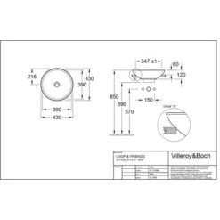 Villeroy & Boch Friends Halbeinbau-Waschbecken 43cm StarWhite M. ÜL CPlus 7 Villeroy & Boch Friends Halbeinbau-Waschbecken 43cm StarWhite M. ÜL CPlus -Badarmaturen Verkauf 4123 vbtz 411400 411401 5 1