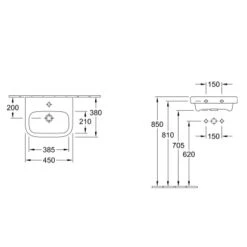 Villeroy & Boch Handwaschbecken 45 Cm Architectura Weiß 5 Villeroy & Boch Handwaschbecken 45 Cm Architectura Weiß -Badarmaturen Verkauf 415417 1709 skizze 2