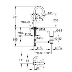 Grohe Einhand-Waschtischbatterie Eurosmart L-Size Chrom -Badarmaturen Verkauf 518340 4520 100022282