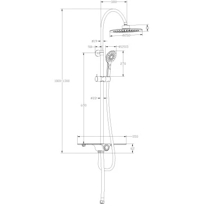 Schütte Überkopf-Brauseset Aquastar Verstellbar Chrom-Anthrazit 5 Schütte Überkopf-Brauseset Aquastar Verstellbar Chrom-Anthrazit – Bild 3