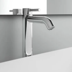 Ideal Standard Waschtischarmatur Ceraline Längerer Sockel + Ablaufgarnitur Chrom -Badarmaturen Verkauf 605973 3049 5