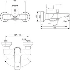 Ideal Standard Badearmatur Connect Air Aufputz Silver Storm -Badarmaturen Verkauf 611791 3049 4