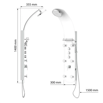 Eisl Duschpaneel Karibik 3 In 1 Mit Regendusche Sechs Massagedüsen Weiß 5 Eisl Duschpaneel Karibik 3 In 1 Mit Regendusche Sechs Massagedüsen Weiß – Bild 3