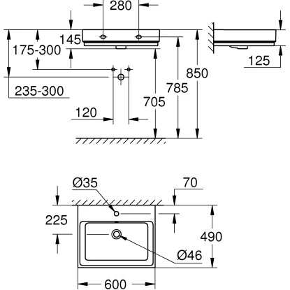 Grohe Waschtisch Cube Keramik 60 Cm Alpinweiß Mit Hahnloch Und Überl. PureGuard 5 Grohe Waschtisch Cube Keramik 60 Cm Alpinweiß Mit Hahnloch Und Überl. PureGuard – Bild 3