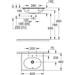 Grohe Waschtisch Essence 60 Cm Mit Hahnloch Und Überlauf PureGuard -Badarmaturen Verkauf 779015 4520 3