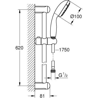 Grohe Brausestangenset Tempesta 100 Chrom 5 Grohe Brausestangenset Tempesta 100 Chrom – Bild 3