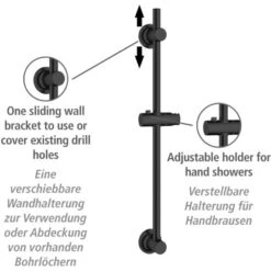 Wenko Duschstange Schwarz Befestigen Ohne Bohren -Badarmaturen Verkauf 903403 1068 02