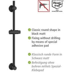 Wenko Duschstange Schwarz Befestigen Ohne Bohren -Badarmaturen Verkauf 903403 1068 03