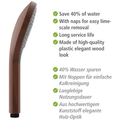 Wenko Duschkopf Watersaving Wood Ø 12 Cm 7 Wenko Duschkopf Watersaving Wood Ø 12 Cm – Bild 5