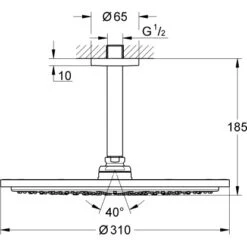 Grohe Kopfbrause-Set Mit Deckenauslass RainshowerCosmopolitan310 CoolSunrise G. -Badarmaturen Verkauf 964662 4520 1687642
