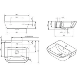 AquaSu Handwaschbecken Lenado 46 Cm Weiß -Badarmaturen Verkauf 971488 3711 5