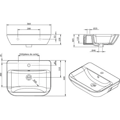 AquaSu Waschtisch Lenado 56 Cm Weiß 7 AquaSu Waschtisch Lenado 56 Cm Weiß – Bild 5