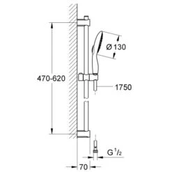 Grohe Brausestangen-Set Vitalio Rain 130 Chrom 4+ Strahlarten 5 Grohe Brausestangen-Set Vitalio Rain 130 Chrom 4+ Strahlarten -Badarmaturen Verkauf ausestangenset mazeichnung