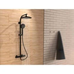 Schütte Überkopfbrause-Set Madura Fresh Schwarz Matt -Badarmaturen Verkauf duschsule2in1schwarzmatt 2