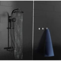 Schütte Überkopfbrause-Set Madura Fresh Schwarz Matt -Badarmaturen Verkauf duschsule2in1schwarzmatt 3