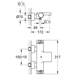 Grohe Thermostat-Wannenbatterie Grohtherm 2000 DN 15 -Badarmaturen Verkauf m thermostatwannenbatterie